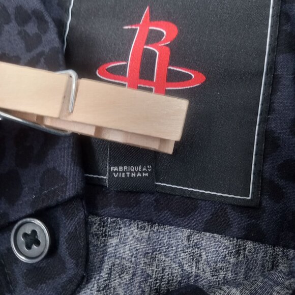 Express Mens Black Houston Rockets Slim Dress Shirt Size M 15" 15.5" Leopard - Picture 13 of 16